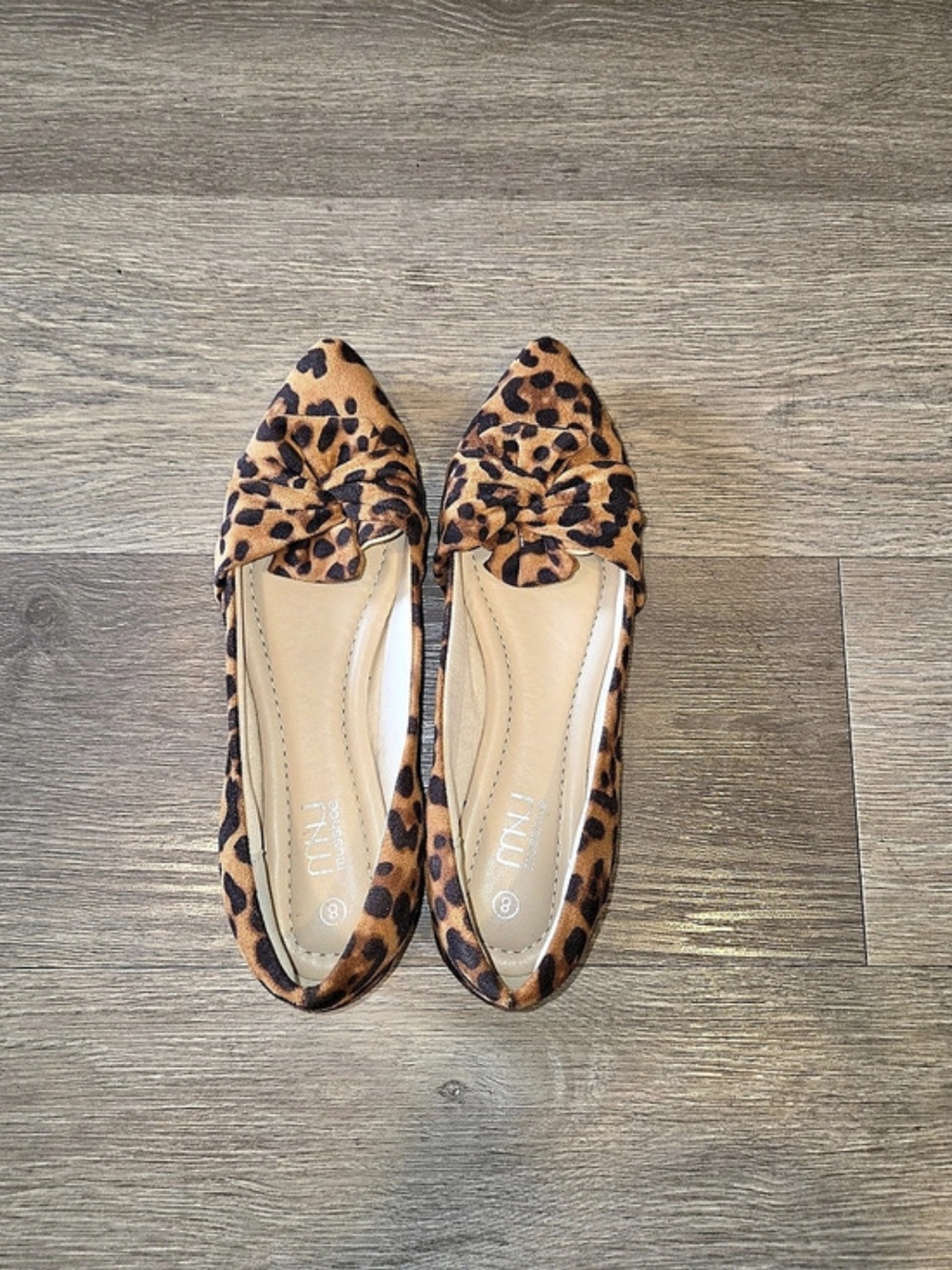 Musshoe Leopard Print Pointed Toe Flats